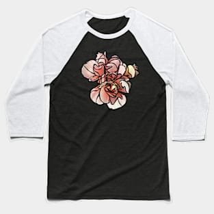 Cottage Core, Pink Orange Hibiscus Flower Baseball T-Shirt